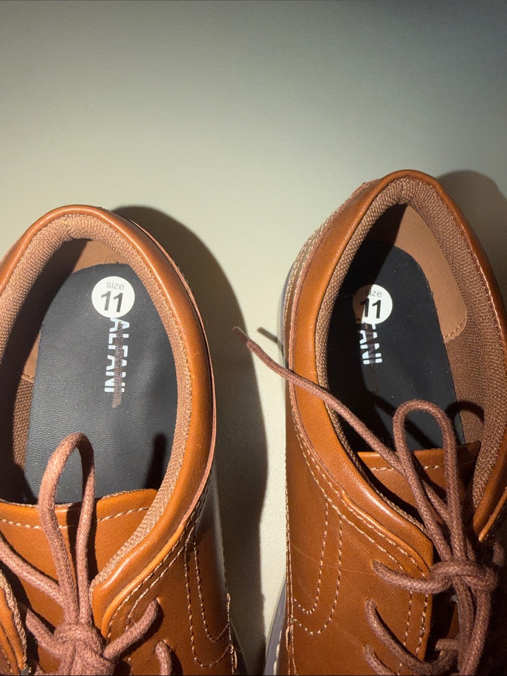 Alfani Men's Cognac Brown Leather Lace-Up Oxfords* NWOB or Tag - Picture 5 of 11